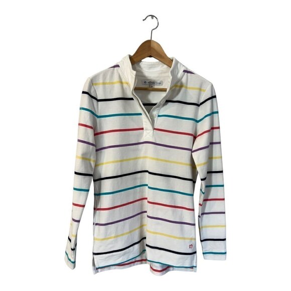 Southern Tide Stripe Shirt Womens XS Long Sleeves Polo Pullover Casual Mock Neck - Picture 1 of 5